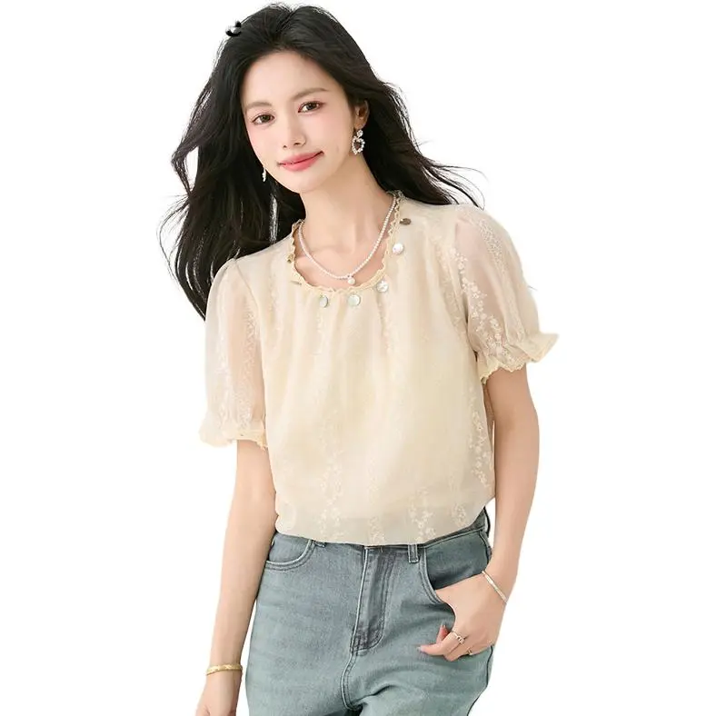 La Chapelle Shirts Women's Apricot-4