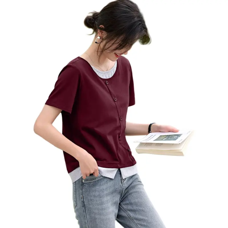 XWI SS24 T Shirt Women's Red Wine-3