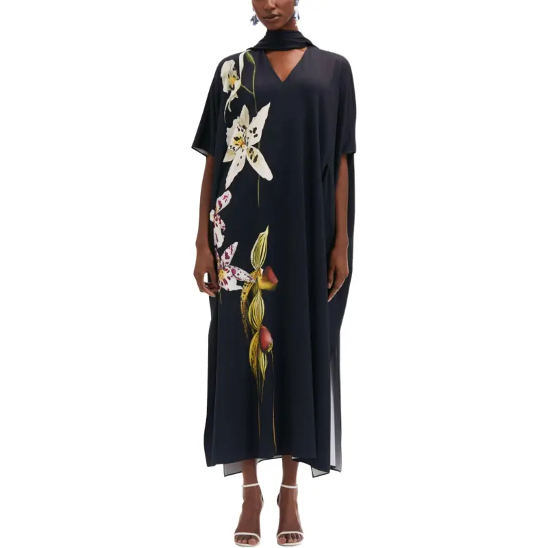 Oscar De La Renta Orchid Jersey Kaftan-1