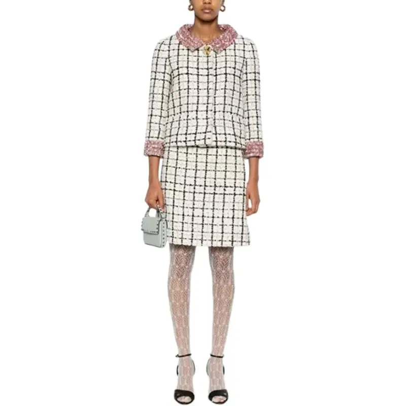 Valentino Checked Tweed Mini Skirt-3