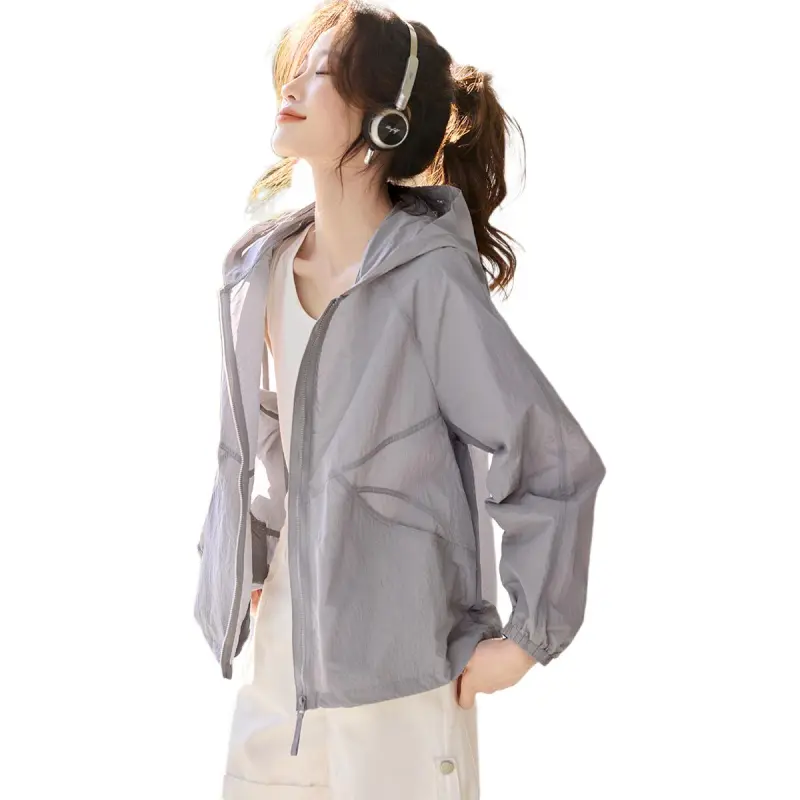 Mo Han Yi Mei Cropped Coat Women's Silver Cloud Gray-2