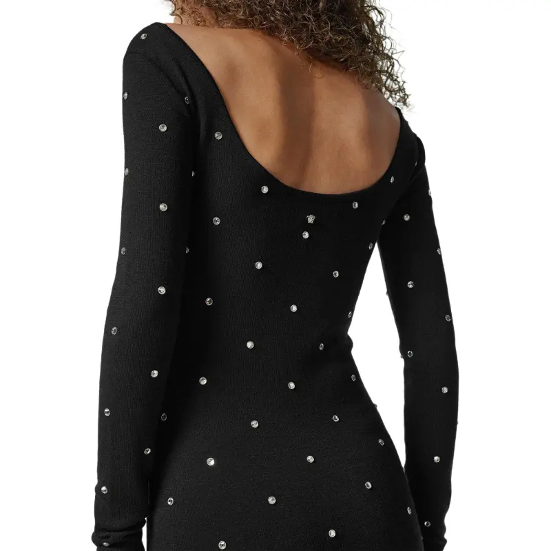 VERSACE Stud Embellished Long Sleeved Maxi Skirt-4