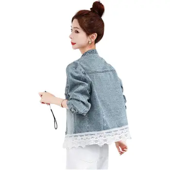 XIAOJUCHUANLI Denim Jacket Women's Blue