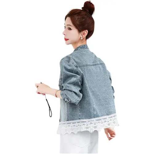 XIAOJUCHUANLI Denim Jacket Women's Blue