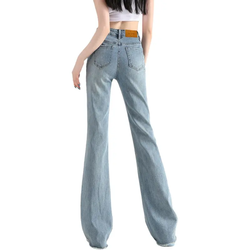 FAWENXIANGZI Spring, Fall Jeans Slim Fit Women's Vintage Blue-1