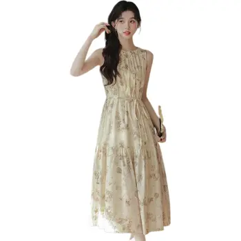 JECCI FIVE Sleeveless Dress Women's Leaf Print