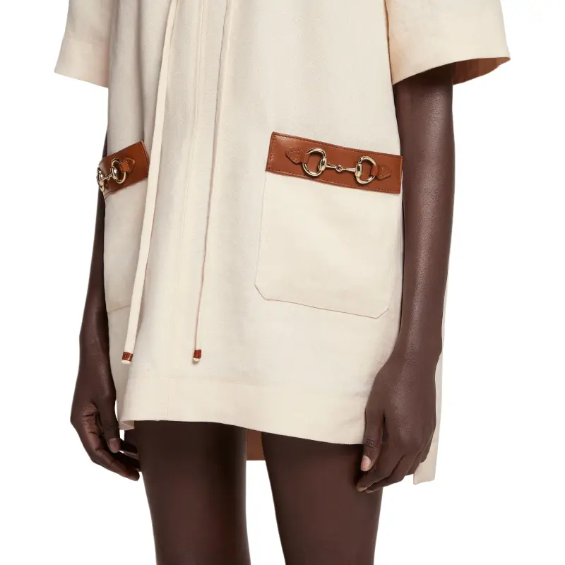 GUCCI FW25 Short Sleeved Dress Women's Ivory-4