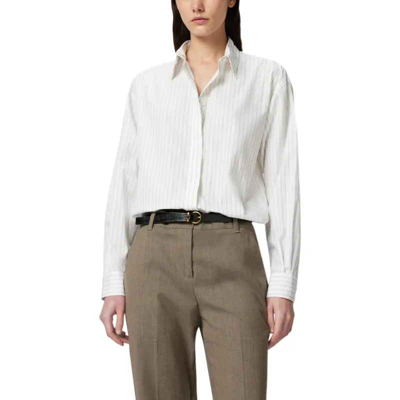 PINKO Oversized Striped Poplin Shirt-2