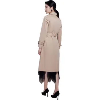 BBLLUUEE Trench Coat Women's Vanilla Apricot