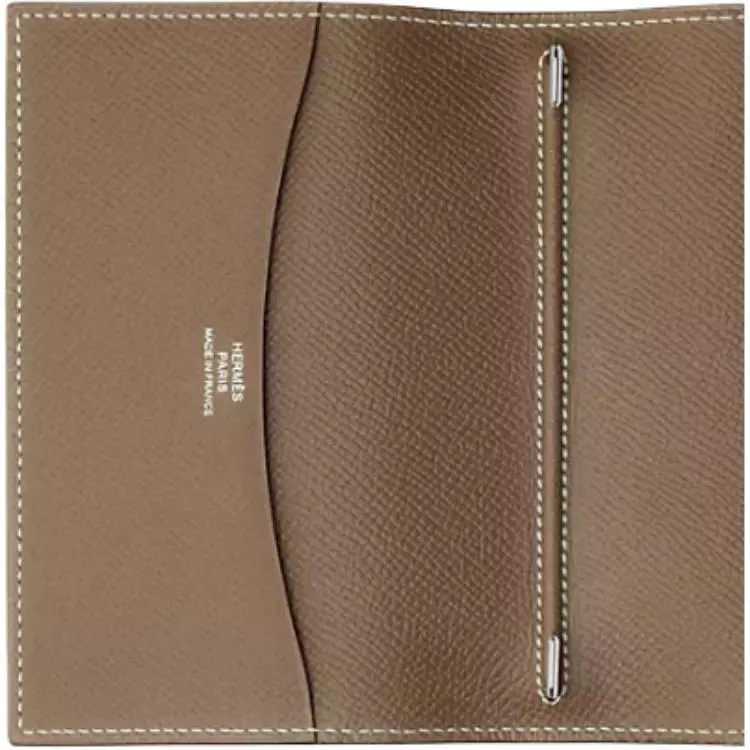 HERMES Epsom Calfskin Travel Storage Bag Unisex 18 Etoupe Elephant Gray-2