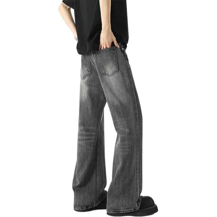 BLANC & ECLARE Casual Streetwear Straight Fit Washable Draped Trendy Mid Rise Cleanfit Jeans Unisex-1