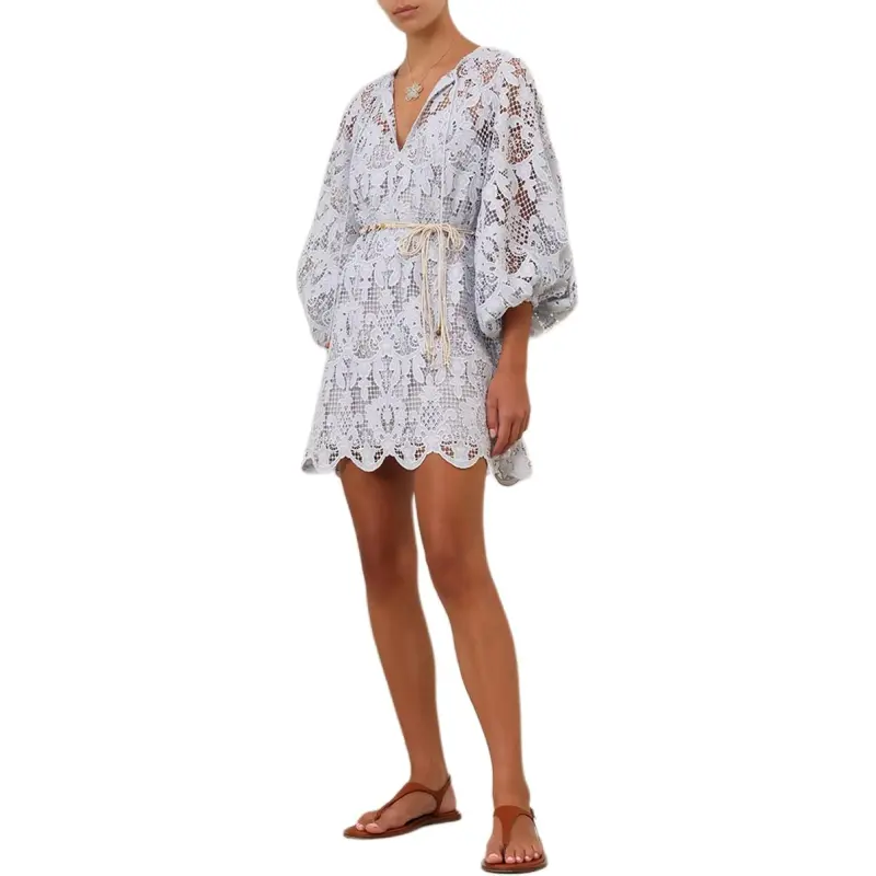 Zimmermann SS25 Long Sleeved Dress Women's Pink Blue-4