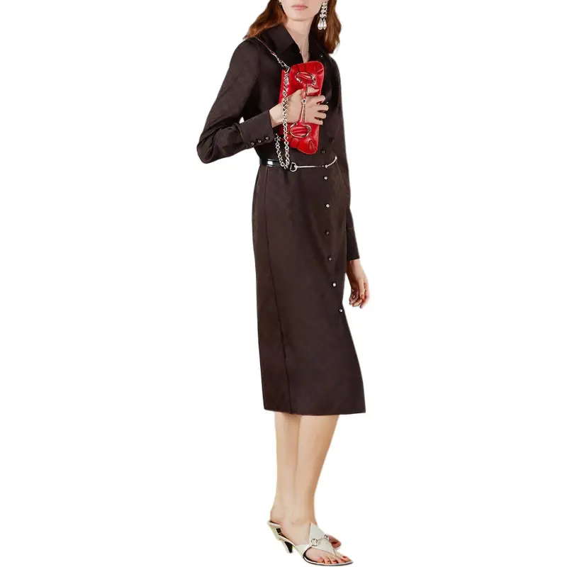 GUCCI Long-Sleeved Dresses Women's Dark Brown-1