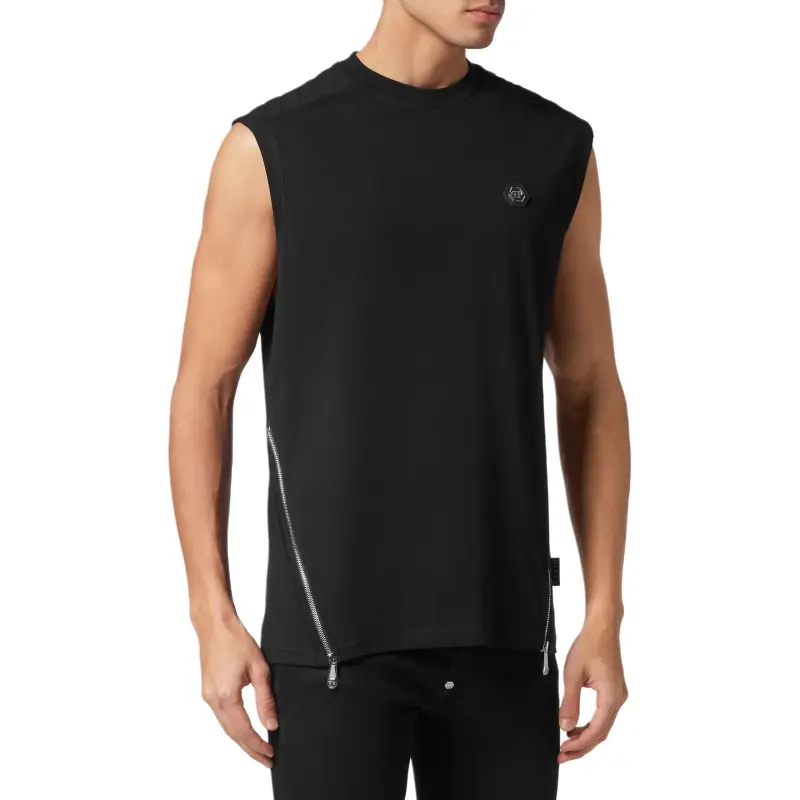 PHILIPP PLEIN Logo appliqué Cotton Tank Top-1