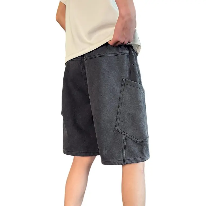 YOFVV Denim Shorts Unisex Black Gray-1