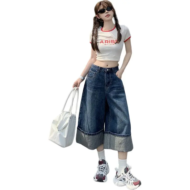 Kazakhstan Denim Shorts Women's Blue-4