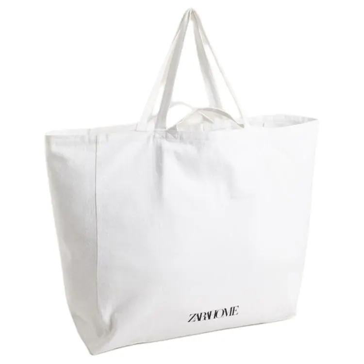 ZARA Cotton Handbag Extra Large Women's Raw White-1