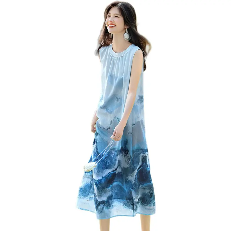 XWI Sleeveless Dresses Women's Ink Wash Blue-3