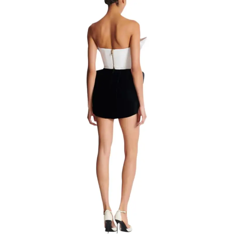 BALMAIN Sleeveless Dress Women's Black White-3