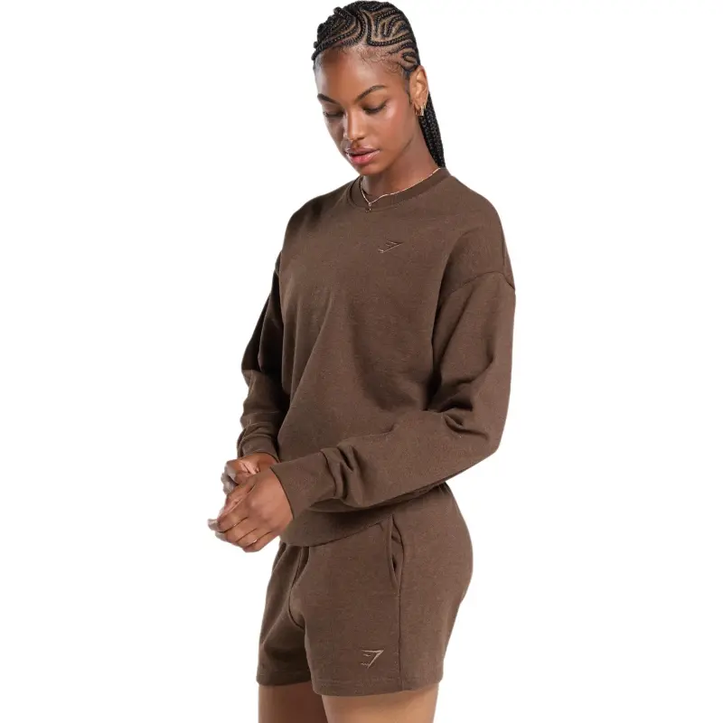GYMSHARK Rest Day Sweats Oversized Crew Sweatshirt Women's Brown Mudstone Gray-2