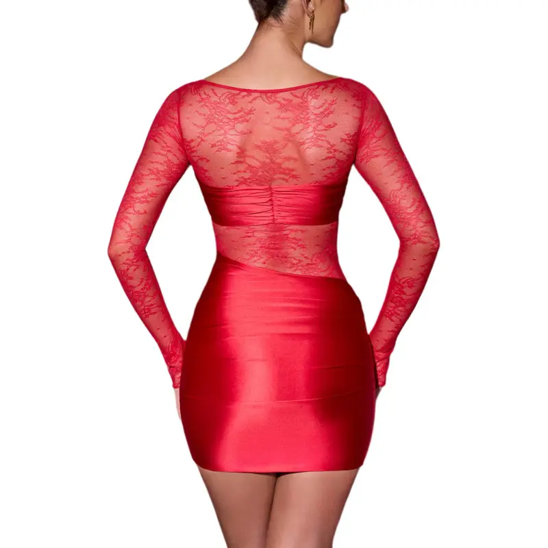 OH POLLY SS25 Eliette Long-Sleeved Dresses Women's Red/Red-1