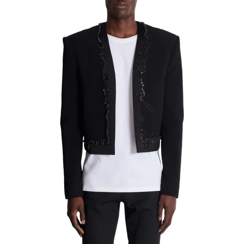 BALMAIN Cropped Crepe Blazer-1