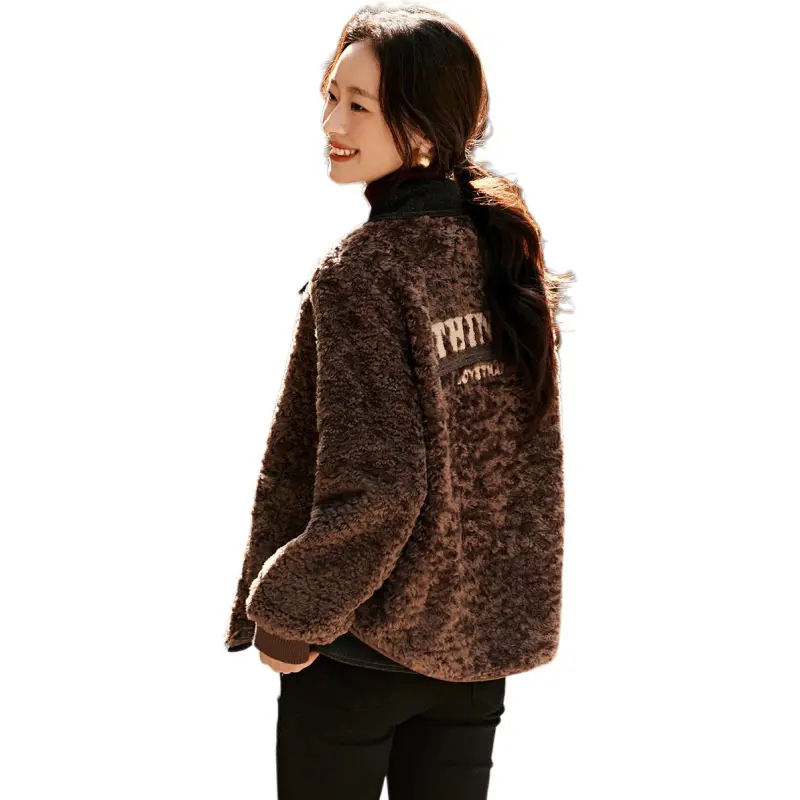 Mo Han Yi Mei Velvet feel Coat Women's Coffee-3