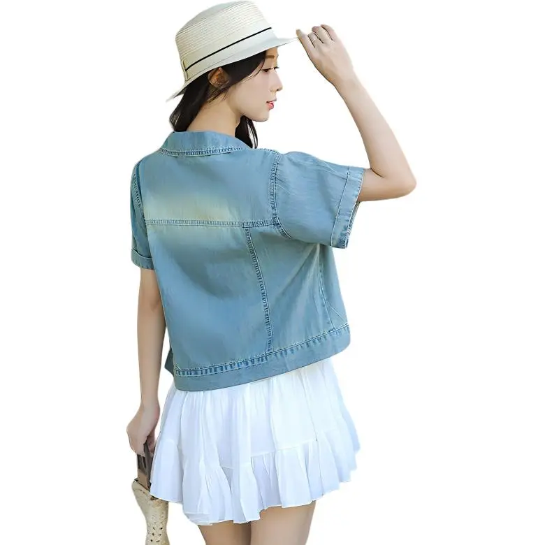 Mu Xiao Xin Denim Jacket Women's Blue-0
