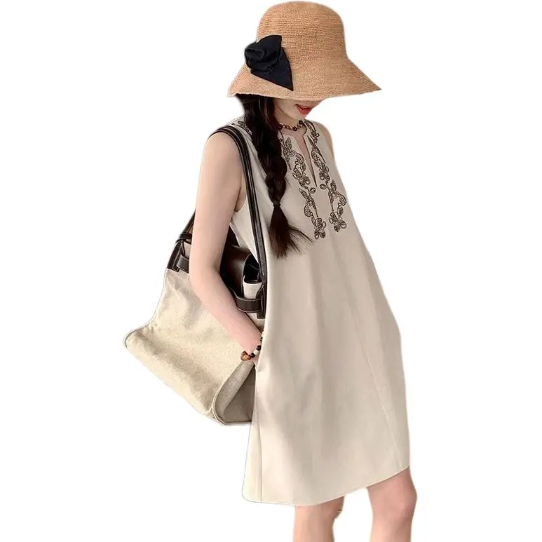 GOSO Sleeveless Dresses Women's Almond Tea-1