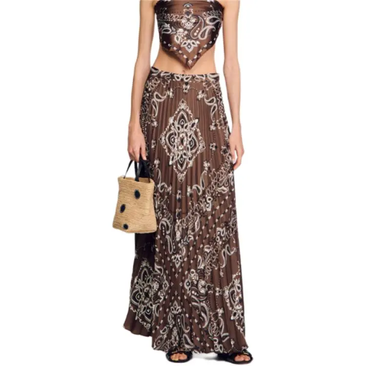 Sandro Pleated Maxi Skirt-3