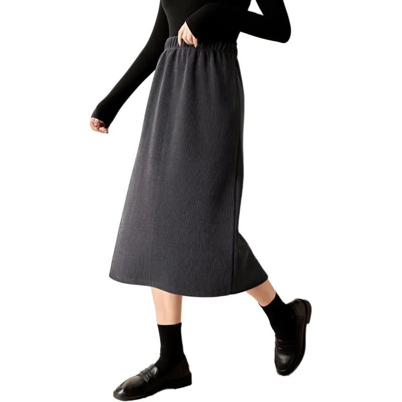 Mo Han Yi Mei Casual Long Skirts Women's Gray-3