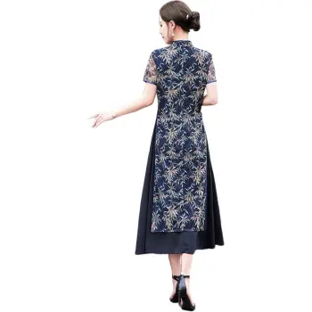 Yi Mengyuan Short Sleeved Dress Women's Blue