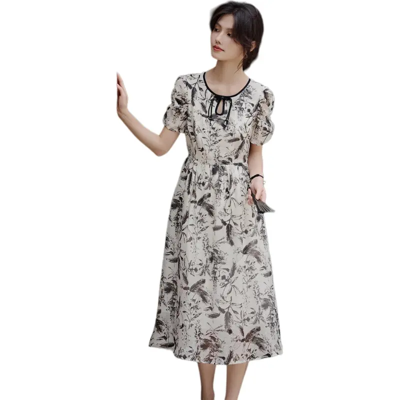 XWI Short Sleeved Dress Women's Black And White Floral-5
