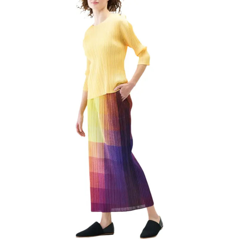 PLEATS PLEASE ISSEY MIYAKE Casual Long Skirt Women's Yellow-5