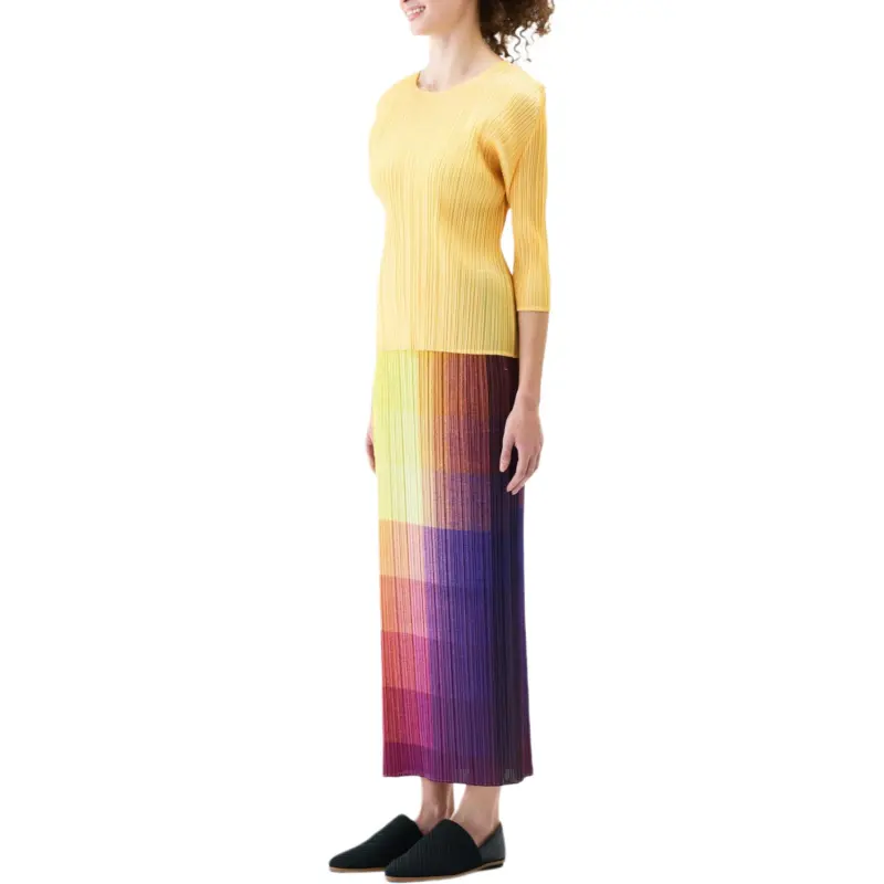 PLEATS PLEASE ISSEY MIYAKE Casual Long Skirt Women's Yellow-4