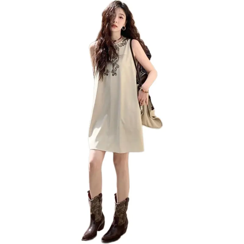 GOSO Sleeveless Dresses Women's Almond Tea-0