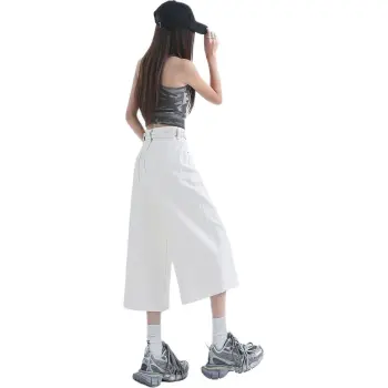 Flowers In Water Jeans Women's Ecru Calf Length
