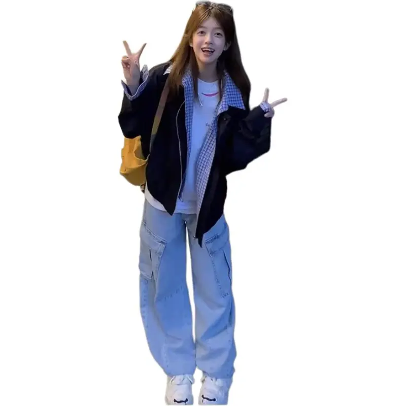 Mu Xiao Xin Jackets Coats Women's Navy Blue-1