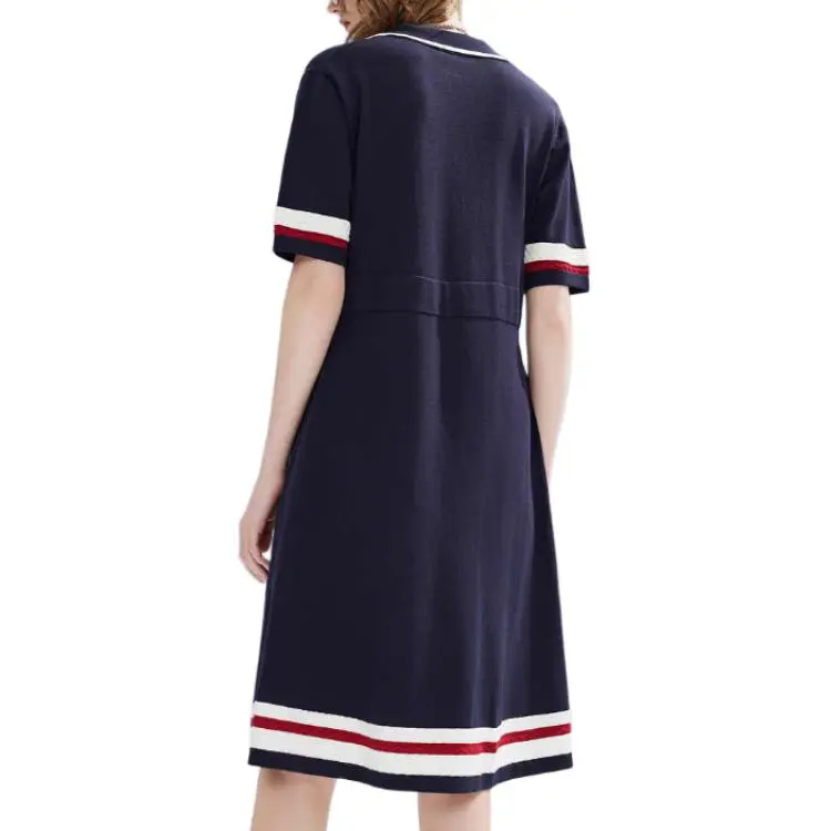 DKNY Short Sleeved Dress Women's Navy Blue-1