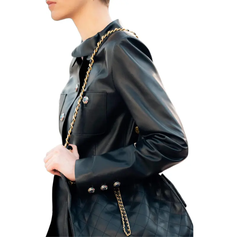 CHANEL 25S Spring Summer Collection Leather Jacket Women's Black-2