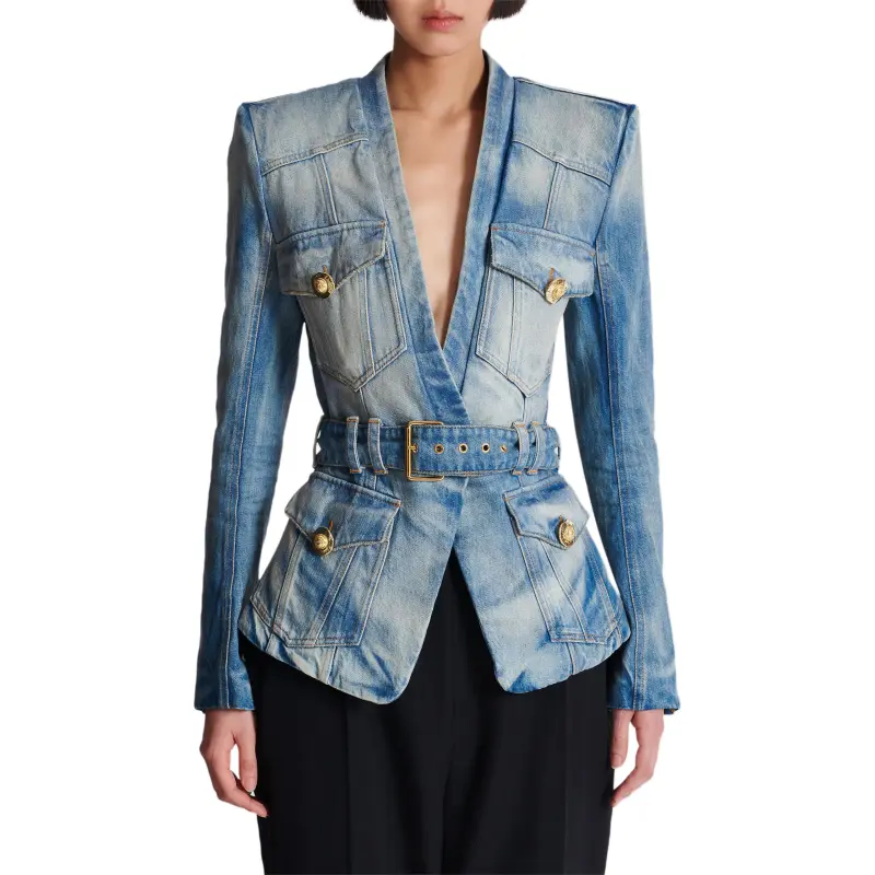 BALMAIN Denim Jacket Women's Blue-1