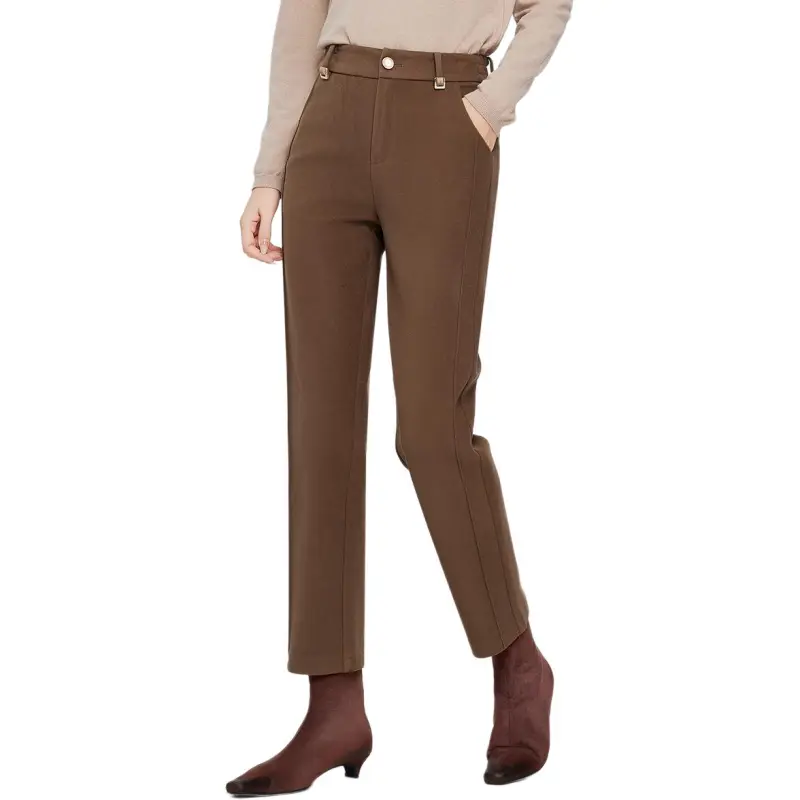 E.BECKY Casual Pants Women's Coffee-4