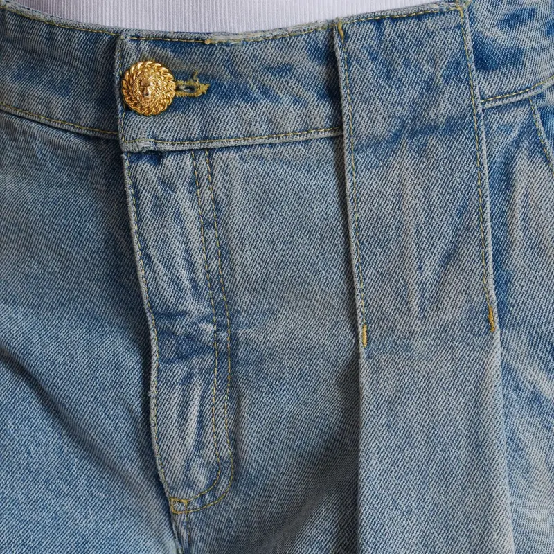 BALMAIN Logo Detailed Pleated Jeans-5