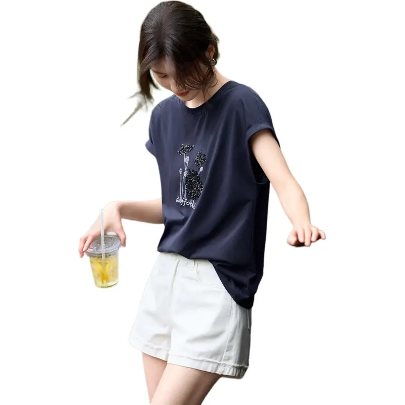 XWI T Shirts Women's Navy Blue-3