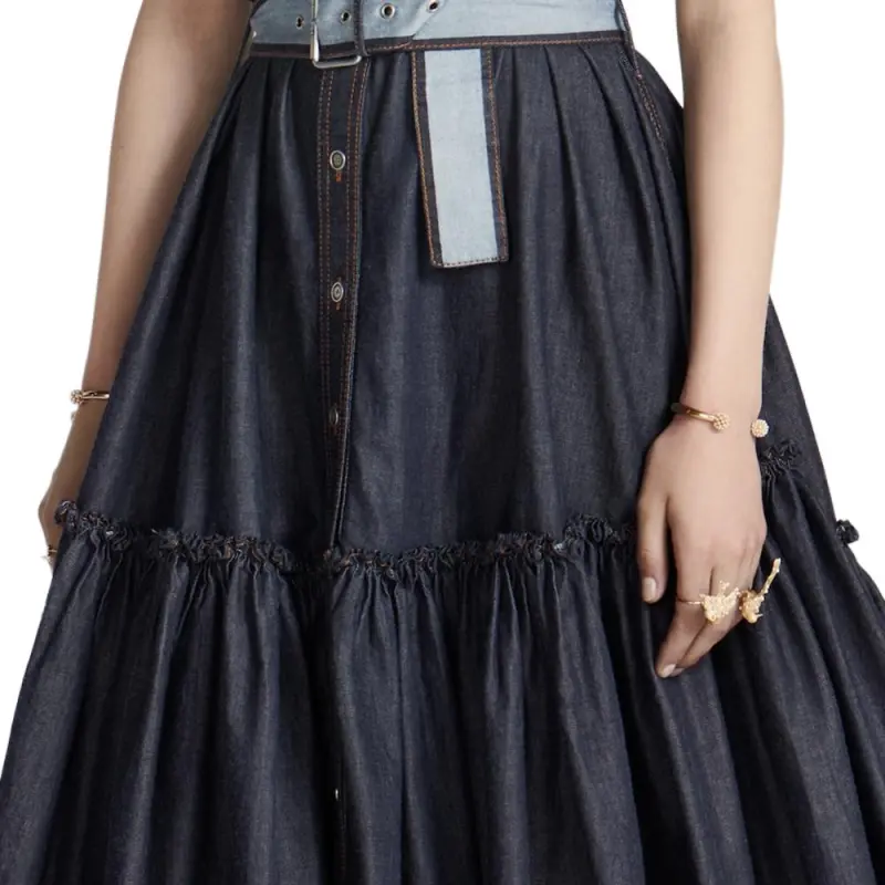 DIOR FW22 Short Sleeved Dress Women's Navy Blue-4