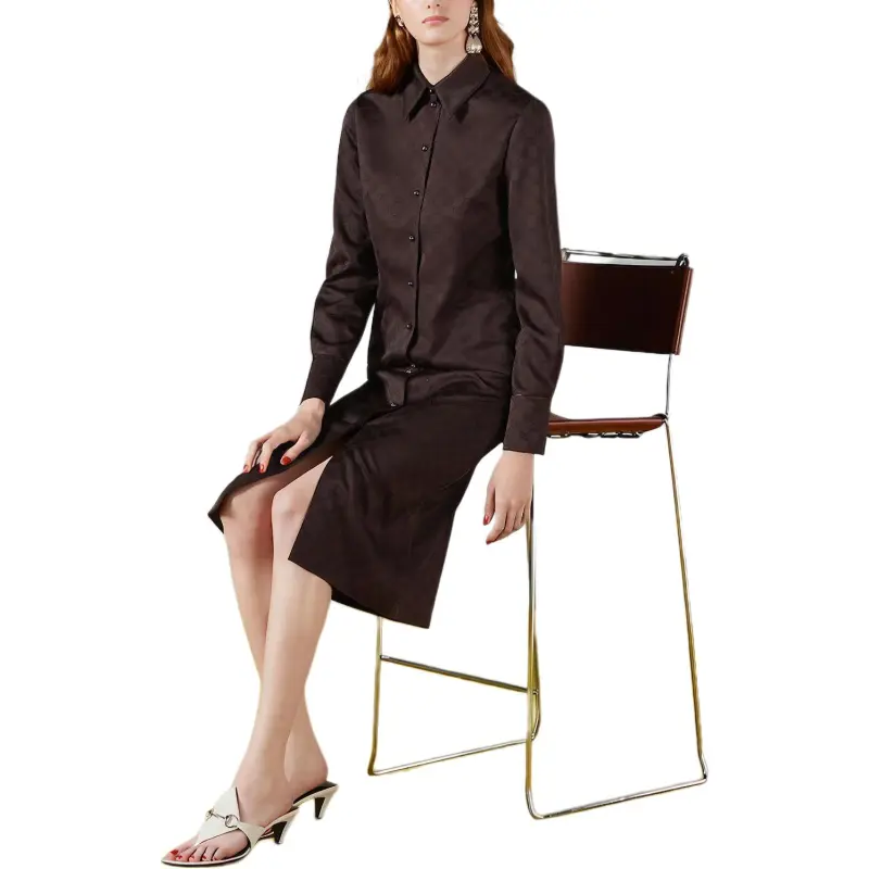 GUCCI Long-Sleeved Dresses Women's Dark Brown-2