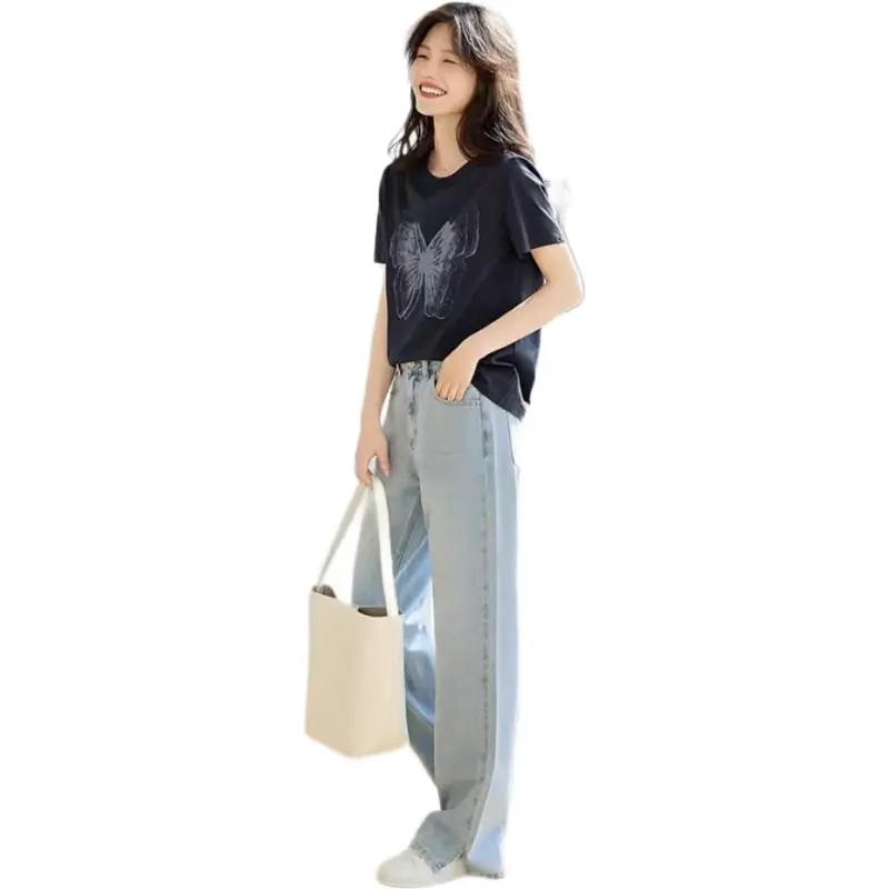 Mu Xiao Xin T Shirt Women's Navy Blue-1