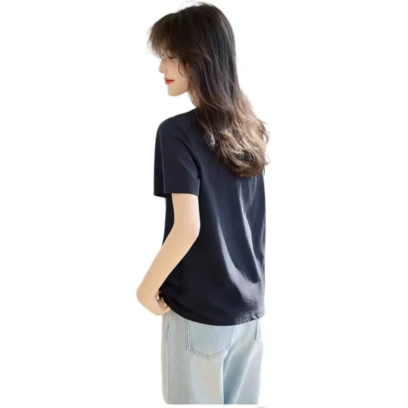 Mu Xiao Xin T Shirt Women's Navy Blue-0