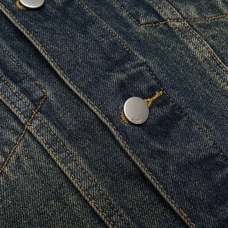 Kazakhstan Denim Jacket Unisex Gradient Sunset Yellow-3
