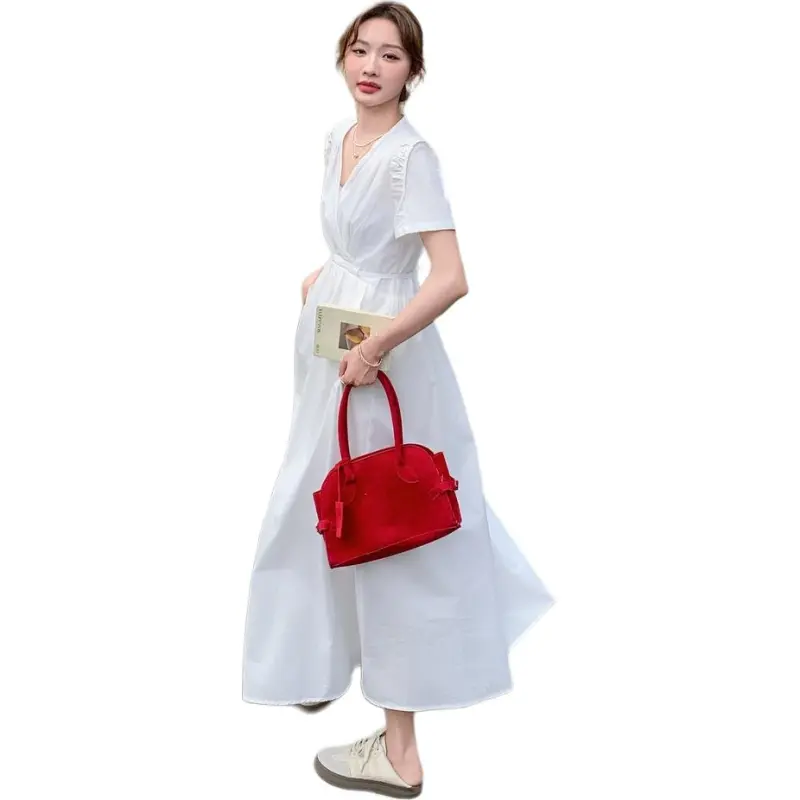 TEME Short Sleeved Dress Women's White-0